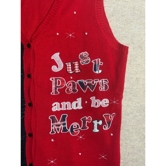 Christmas Dog Sweater Vest Plus 2X Just Paws Be Merry Cute Ugly Holiday Time - Picture 3 of 7